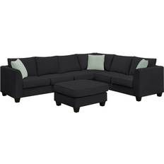 Black sectional sofa Bed Bath & Beyond Sectional Couches with Ottoman Black Sofa 112" 6 Seater