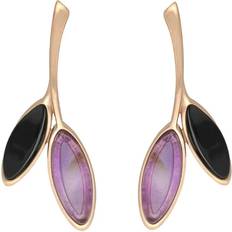 Jewellery C. W. Sellors Leaf Drop Stud Earrings - Rose Gold/Black/Purple