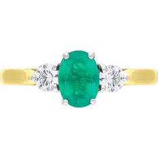 Whamond Three Stone Ring - Gold/Diamonds/Emerald