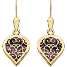 C. W. Sellors Flore Filigree Heart Drop Earrings - Gold/Purple