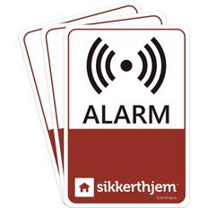 Røde Informasjonsskilt SikkertHjem Alarm Stickers 3-pack