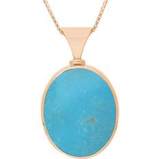 Turquoise Necklaces C. W. Sellors Double Sided Oval Necklace - Rose Gold/Turquoise