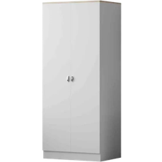 Natural - Shelves Wardrobes Fwstyle Esher Matt White/Oak Wardrobe 75x180cm