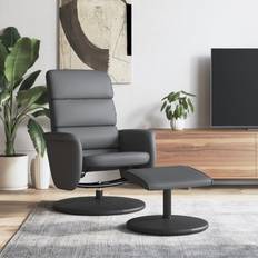 Reposapiés Sillones vidaXL Reclinable Con Reposapiés Cuero Sintético Gris - Grey Sillón