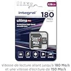 Integral 128 GB Micro SD Karte 4K Video Lesegeschwindigkeit 180 MB/s und Schreibgeschwindigkeit 150 MB/s MicroSDXC A2 C10 U3 UHS-I 150-V30 Unsere schnellste High Speed Micro SD Speicherkarte