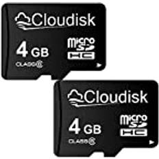 Cloudisk 2-pack mikro SD-kort microSD-minneskort med SD-kortadapter 2-pack 4 GB