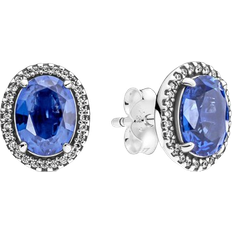 Pandora Crystal Earrings Pandora Sparkling Statement Halo Stud Earrings - Silver/Blue/Transparent