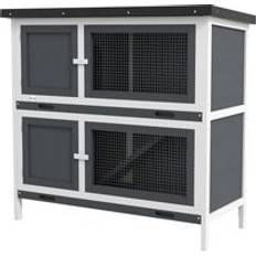 Pawhut Double Decker Rabbit Hutch 2 Tier Guinea Pig Pet Cage