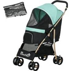 Pawhut Dogs Pets Pawhut Oxfoad Pet Stroller for Small Minature Dogs with Rain Cover