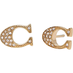 Jewelry Coach Signature Stud Earrings - Gold/ Transparent