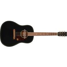 Gretsch Musikinstrumenter Gretsch Deltoluxe Dreadnought Black Top WN Tortoiseshell Pickguard Electro-Acoustic Guitar