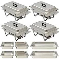 vidaXL 4 Chafing Dish Set Silver