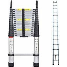 Briefness 5M Telescopic Ladder with Roof Hook Kit Aluminium Portable Multi-Purpose Folding Portable Heavy Duty Multi-Purpose Aluminium Telescopic Ladder
