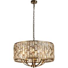 Belysning Searchlight Bijou 8-Ljus Mässing Kristallglas Pendellampa