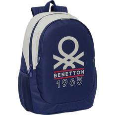 Plast Skolväskor Benetton Skolryggsäck Varsity Grå Marinblå 32 x 44 x 16 cm