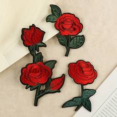 Aufnähern & Bügelflicken Shein 1set/3pcs Embroidered Rose Patches For Clothing, Hat, Bag Diy Iron-On Applique