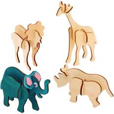 Colorations Wooden 3D Puzzle Jungle Animals Set of 4