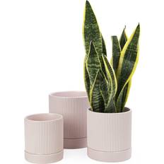 3 Pack Ceramic Plant Pots 6 5 4 Inch