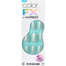 Nail Products Kiss imPRESS Color FX Press-On Nails No Glue Needed Green Short Square