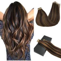 Tape in Hair Extensions 16 inch #2/6 Dark Brown Highlighted Chestnut Brown 20-pack