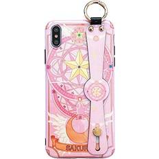 for iPhone 11 Case Cover, Japan Anime Sailor Moon Case with Wrist Stand Holder Silicone Soft Phone Case Back Cover for iPhone Xs Max XR 6S 7 8 Plus Sakura, for iPhone 11