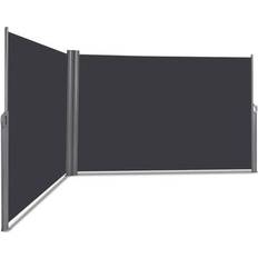Costway 63 Inch Patio Retractable Double Folding Side Awning Screen Divider