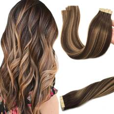 Tape in Hair Extension 16 inch #4/27/4 Balayage Chocolate Brown to Caramel Blonde 20-pack