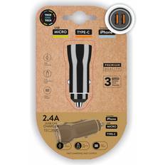 Accessori per cellulari Caricatore Doppio Per Presa Accendisigari Nero 2.4A 12W