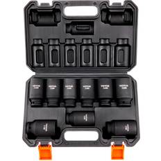 VEVOR & 3/8 inch Deep Socket Set Metric 9-Pc to 90-Pc 6-Point Cr-Mo Steel Auto Repair Easy-Read Rugged Build