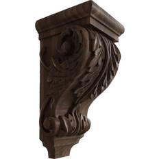 Moulding & Millwork Ekena Millwork 5 5 10 Unfinished Wood Walnut Medium Acanthus Corbel, Brown