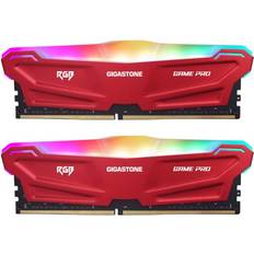 Gigastone DDR4 RAM Red RGB Game PRO Desktop RAM 32GB 2x16GB DDR4 32GB DDR4-3200MHz PC4-25600 CL16 1.35V 288 Pin Unbuffered Non ECC UDIMM for PC G