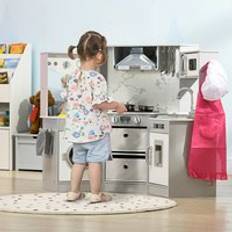 Aiyaplay Toy Kitchen Playset With Running Water&#44; Apron And Chef Hat Grey