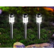 Battery Powered Pole Lighting Solar Garden Stake Light Black Bollard 3pcs