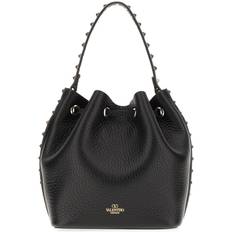 Black - Suede Bucket Bags Valentino Rockstud Grainy Leather Bucket Bag