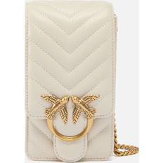 White - Woman Bags Pinko Women's Love One Smart Chevron Sheep Nappa Phone Bag White