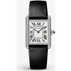 Cartier Watches Cartier Black CRW4TA0017 Tank Must Large Model Stainless-steel, 0.48ct Brilliant-cut Diamond and Leather