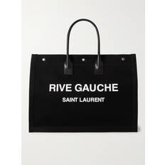 Saint Laurent Men Totes & Shopping Bags Saint Laurent Noe Leather-Trimmed Logo-Print Canvas Tote Bag Men Black