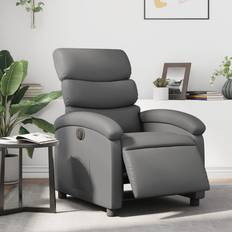 Negro Sillones vidaXL Reclinable Eléctrico De Cuero Sintético Gris Sillón