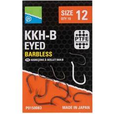 Fishing Equipment PRESTON KKH-B Eyed Barbless Hook Size 18, Silver