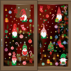 Walplus Xmas Gnomes Colourful Baubles Christmas Window Clings Sided