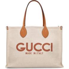 Gucci Women Totes & Shopping Bags Gucci Canvas Tote Bag W/ Print brown 01