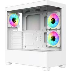 Computer Cases CiT Sense White Case Tempered Glass Front Side Panels