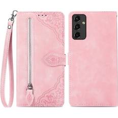 Skalo Samsung A14 4G/5G Big Wallet Flower Pungetaske Pink