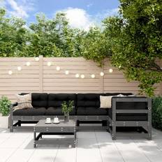 vidaXL Salotto Giardino 6 pz Grigio in Legno Massello di Pino Set da Lounge da Esterno