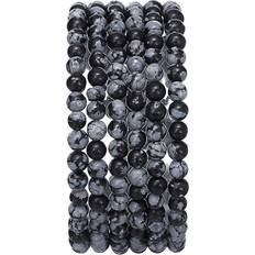 Beadia BEADIA Natural Snowflake Obsidian Stone Round Loose Semi gemstone Beads for Jewelry Making 4MM 38cmStrand