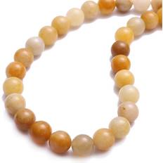 Beadia BEADIA Natural Yellow Jade Stone Round Loose Semi gemstone Beads for Jewelry Making 4MM 89PcS