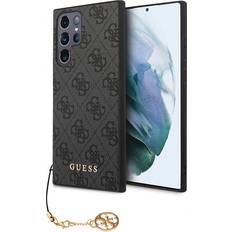 Guess Handyhüllen Guess Handyhülle case galaxy s24 ultra kunstleder grau kette goldfarbig grau gold