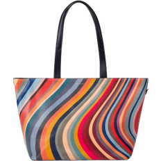 Swirl Striped Leather Tote Bag - Multicolour
