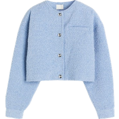 Rundhalsausschnitt Jacken H&M Button Placket Oversized Jacket - Light Blue