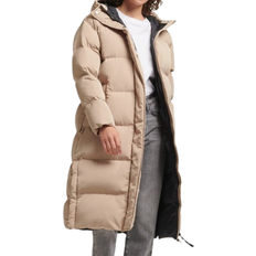 Oversize Manteaux Superdry Hooded Longline Puffer Coat - Shaker Beige